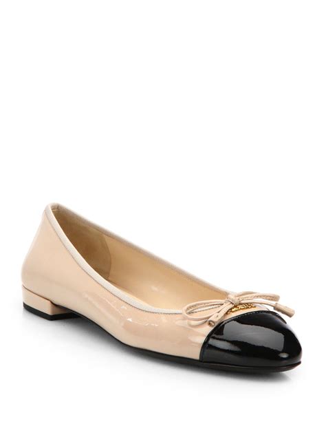 cream patent leather prada ballerina shoes|prada pumps and sandals.